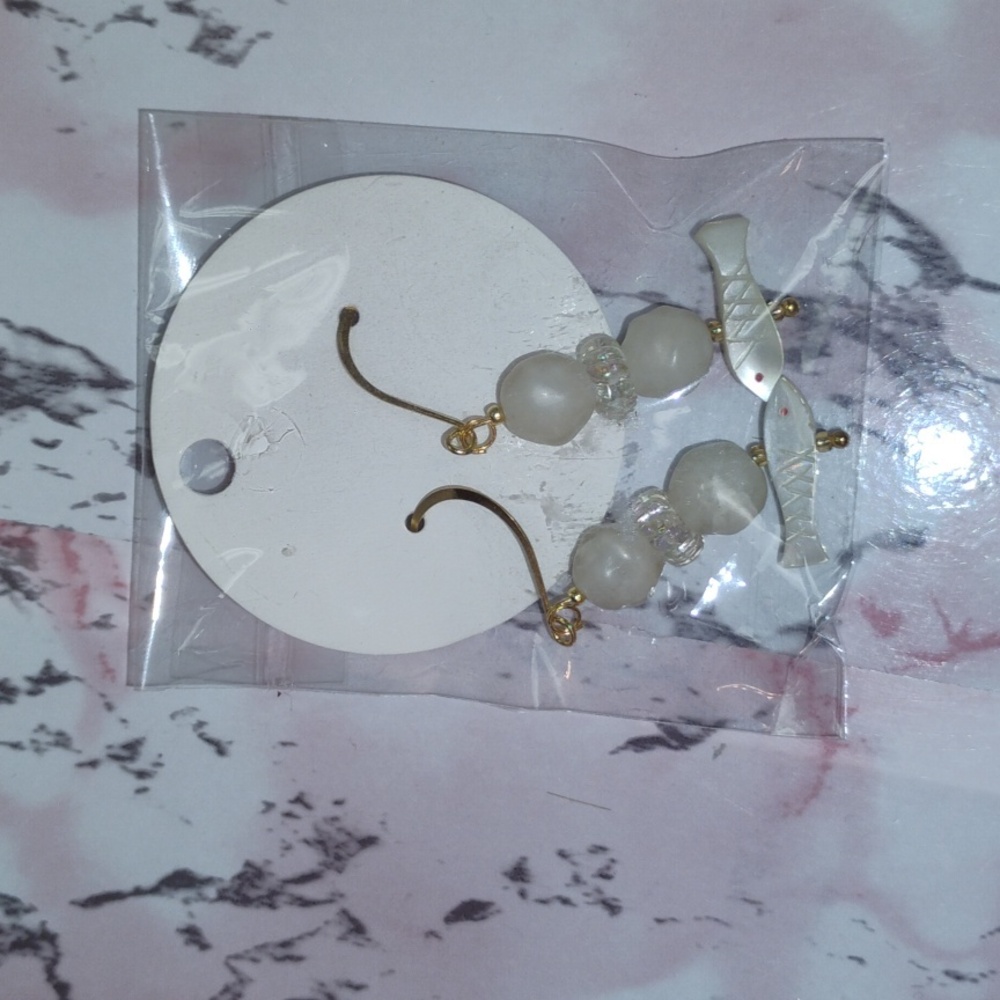 Handmade fish earrings.